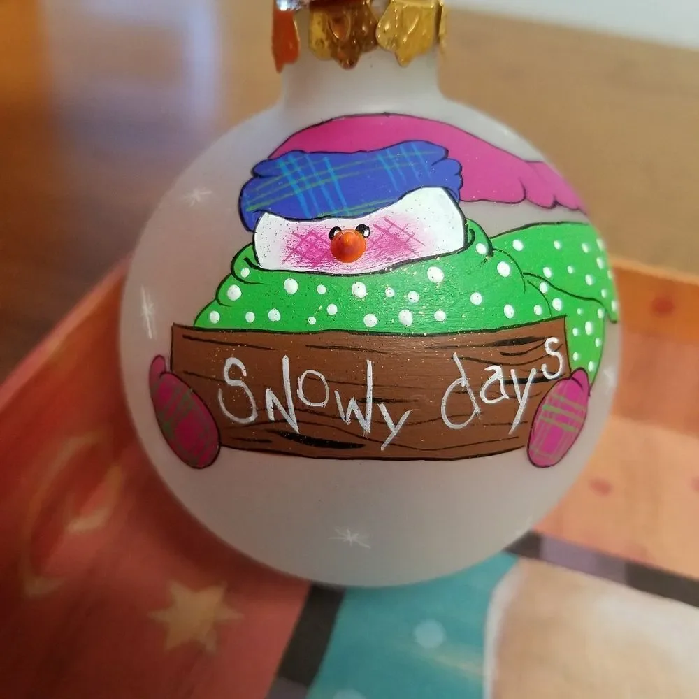 Set of 3  Hand painted 3D snowman ornaments. Aprox 8